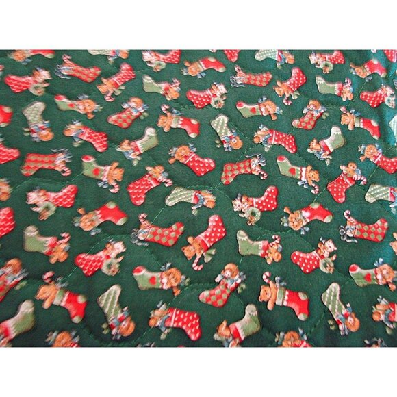 Handmade Christmas Holiday Decor Red Green Ruffled Edges Table Runner 68x13 - Picture 5 of 7